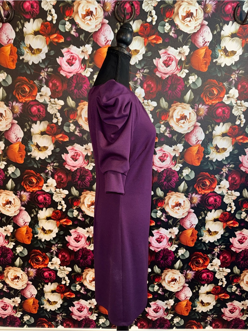Jessica Simpson Plum Puff Sleeve Midi Dress, Size 6 - Picture 7 of 15